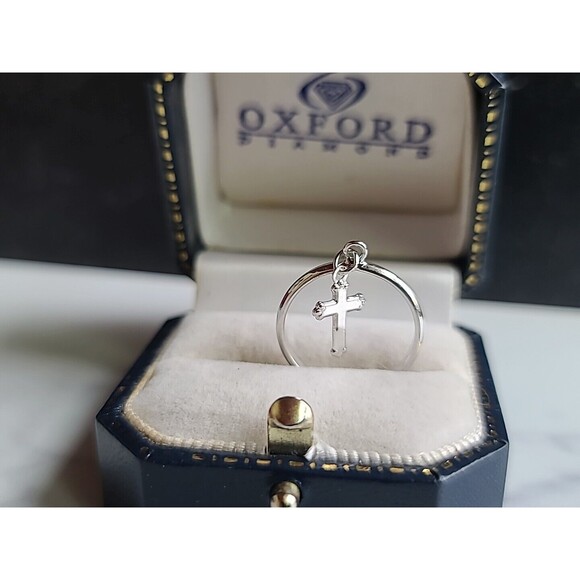 Silver Tone Metal Cross Charm Ring, SIZE US 5.75 - Picture 5 of 10